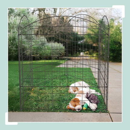 Garden Fence with 5 Metal Arched Panels