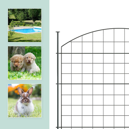 Garden Fence with 5 Metal Arched Panels