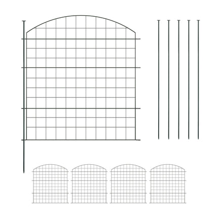 Garden Fence with 5 Metal Arched Panels