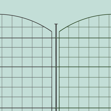Garden Fence with 5 Metal Arched Panels