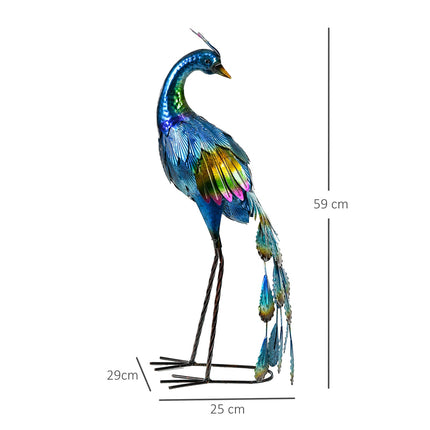 Peacock Garden Sculpture - Weatherproof Outdoor Ornament 59cm