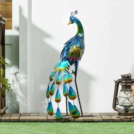 Peacock Garden Sculpture - Weatherproof Outdoor Ornament 59cm