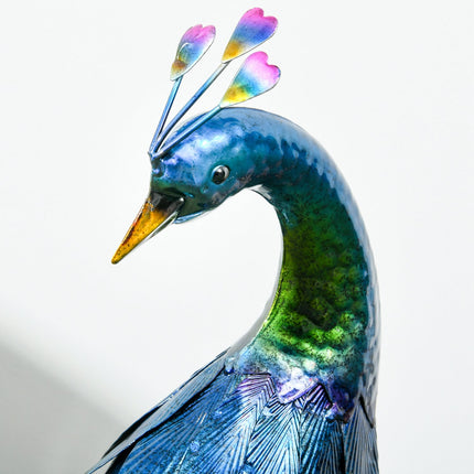 Peacock Garden Sculpture - Weatherproof Outdoor Ornament 59cm