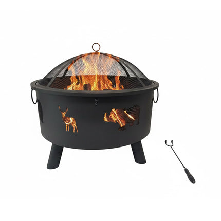 Garten-Feuerschale mit Funkenschutz, Tiermotiv