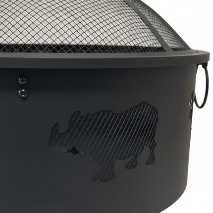 Garten-Feuerschale mit Funkenschutz, Tiermotiv