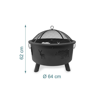 Garten-Feuerschale mit Funkenschutz, Tiermotiv