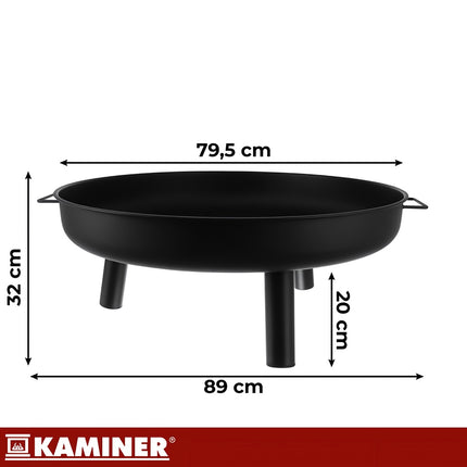 Garten-Feuerschale 80cm Eisen mit Griffen und Dreibein