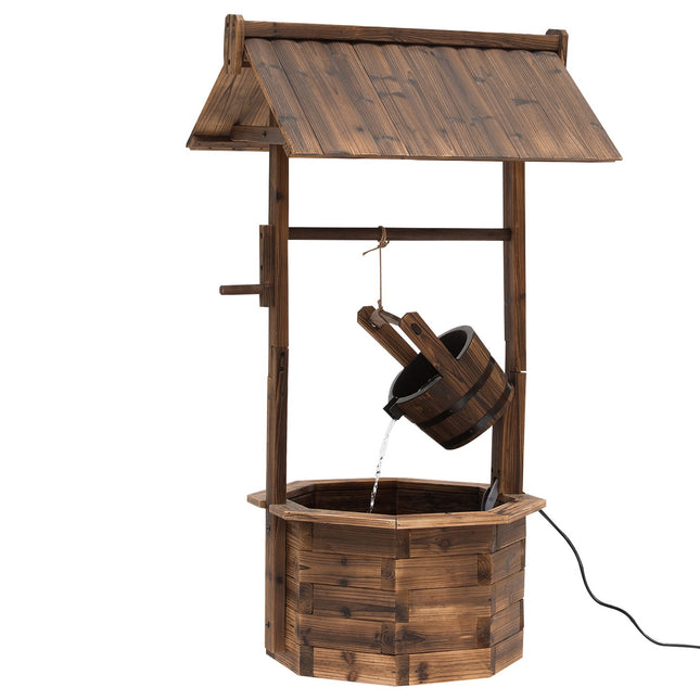Dekorativer Gartenbrunnen aus Massivholz - regulierbarer Wasserfall