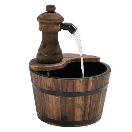 Holzfass-Springbrunnen mit Metallakzenten, Ø27 x 37 cm