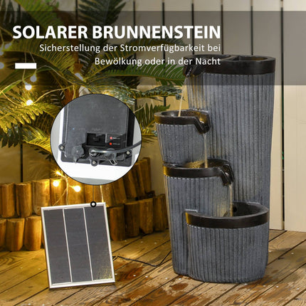 Solar powered 4-level garden fountain with LED, resin, 33 cm