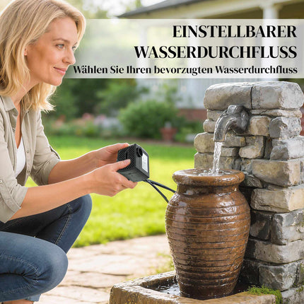 Gartenbrunnen mit LED-Beleuchtung, einstellbarer Wasserfluss