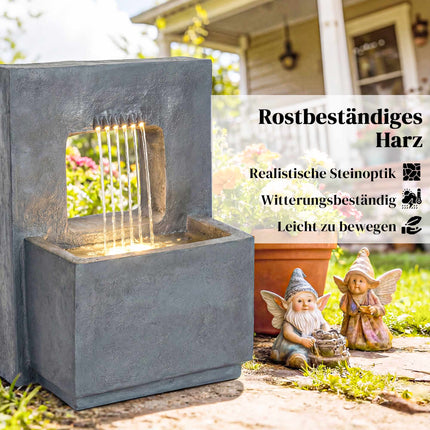 Garden Fountain with LED Lights and Planter, Resin