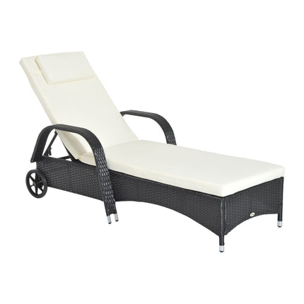 Schwarze Sonnenliege aus Polyrattan mit verstellbarer Rückenlehne