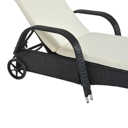 Schwarze Sonnenliege aus Polyrattan mit verstellbarer Rückenlehne