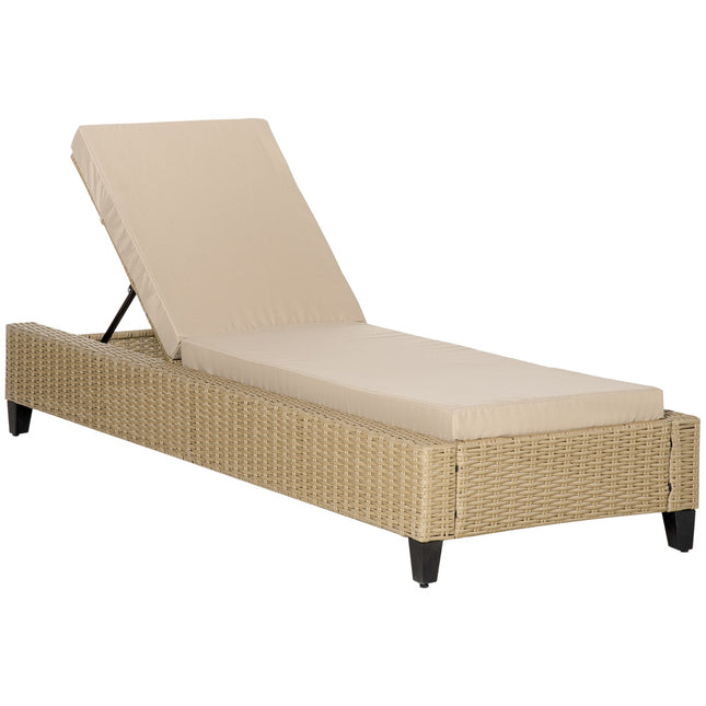Verstellbare Sonnenliege aus Polyrattan mit Auflagen – Khaki