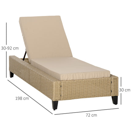 Verstellbare Sonnenliege aus Polyrattan mit Auflagen – Khaki