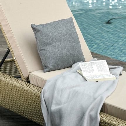 Verstellbare Sonnenliege aus Polyrattan mit Auflagen – Khaki
