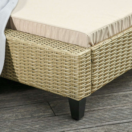 Verstellbare Sonnenliege aus Polyrattan mit Auflagen – Khaki