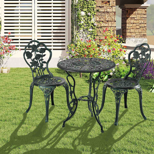 Gartenmöbel-Set – 3-teilig, Aluminiumguss, Vintage-Design