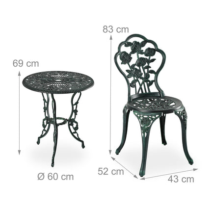 Gartenmöbel-Set – 3-teilig, Aluminiumguss, Vintage-Design