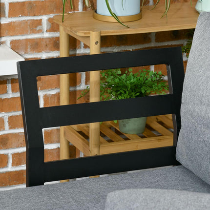 Gartenmöbel-Set für 3 Personen, Aluminium & Holzoptik, dunkelgrau