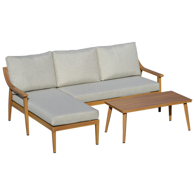 Gartenmöbel 3-teilig mit Chaiselongue und Tisch
