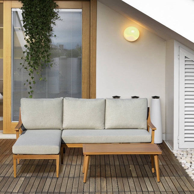 Gartenmöbel 3-teilig mit Chaiselongue und Tisch