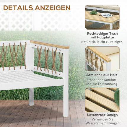 Gartensitzgruppe für 4 Personen mit Auflagen – Weiß