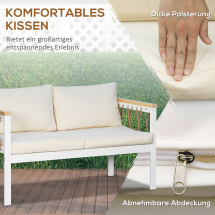 Gartensitzgruppe für 4 Personen mit Auflagen – Weiß