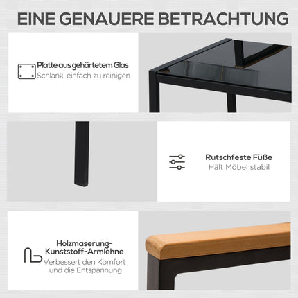 4-teiliges schwarzes Rattan-Terrassen-Set mit Kissen