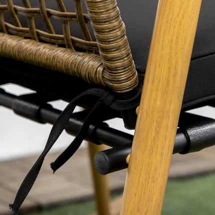 Salon de jardin pour 2 personnes, 2 fauteuils à bascule, 1 table d'appoint, polyrotin robuste, coussins d'assise inclus