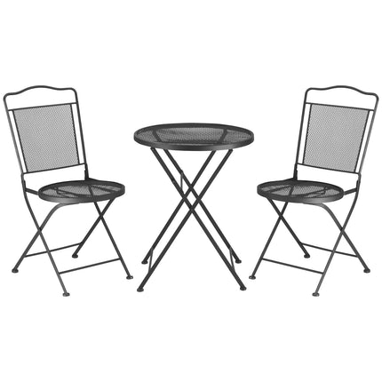 Gartentischgruppe für 2 – Schwarzer Metalltisch und Stühle