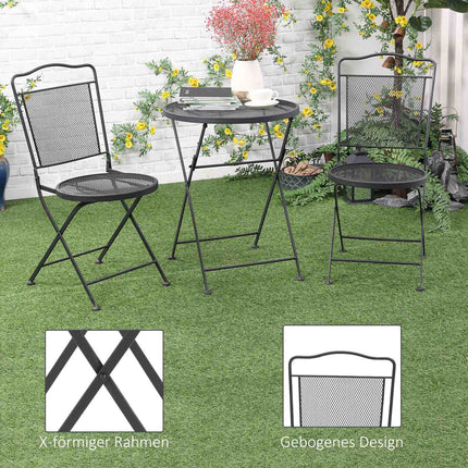 Gartentischgruppe für 2 – Schwarzer Metalltisch und Stühle