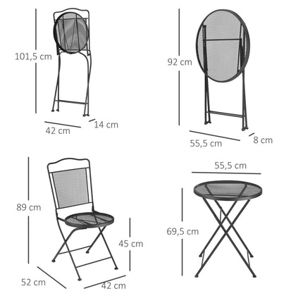 Gartentischgruppe für 2 – Schwarzer Metalltisch und Stühle