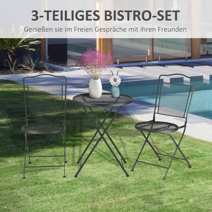 Gartentischgruppe für 2 – Schwarzer Metalltisch und Stühle