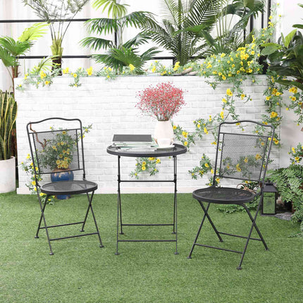 Gartentischgruppe für 2 – Schwarzer Metalltisch und Stühle