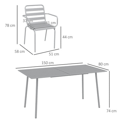 Gartengarnitur - Esstisch aus Stahl und 6 stapelbare Stühle