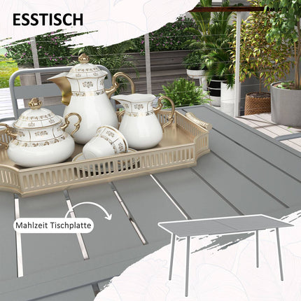 Gartengarnitur - Esstisch aus Stahl und 6 stapelbare Stühle