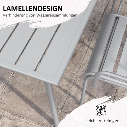 Gartengarnitur - Esstisch aus Stahl und 6 stapelbare Stühle