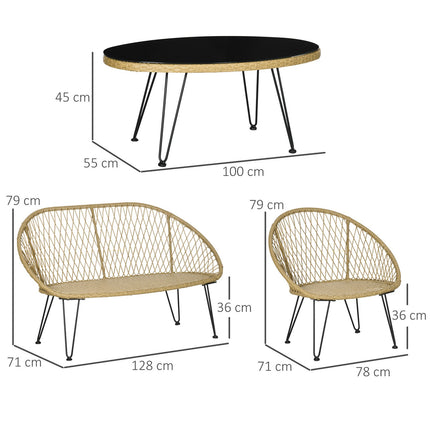 Gartenmöbel-Set mit Kissen - 4-teilige Lounge-Garnitur