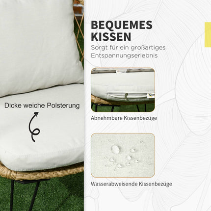 Gartenmöbel-Set mit Kissen - 4-teilige Lounge-Garnitur