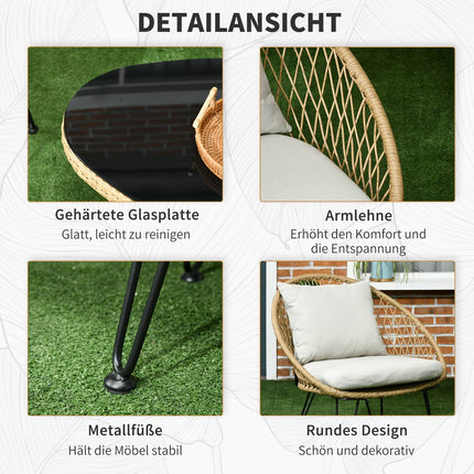 Gartenmöbel-Set mit Kissen - 4-teilige Lounge-Garnitur