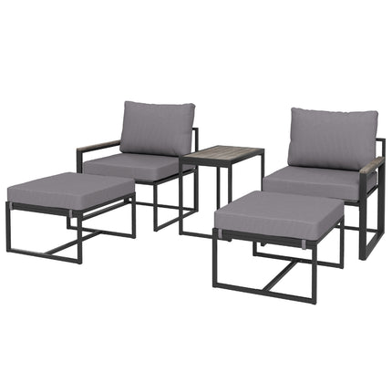 Outdoor steel balcony set - 2 seats, table and cushions