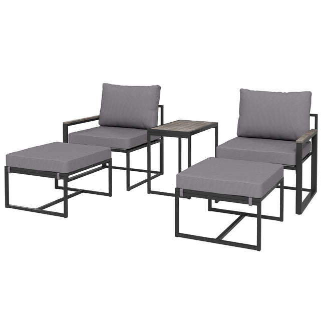 Balkonset aus Stahl für draußen – 2 Sitze, Tisch und Kissen