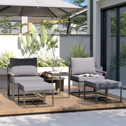 Outdoor steel balcony set - 2 seats, table and cushions