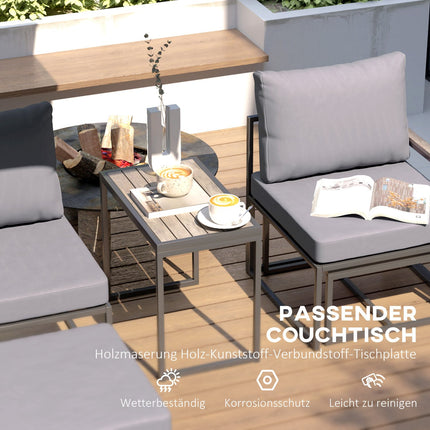 Outdoor steel balcony set - 2 seats, table and cushions