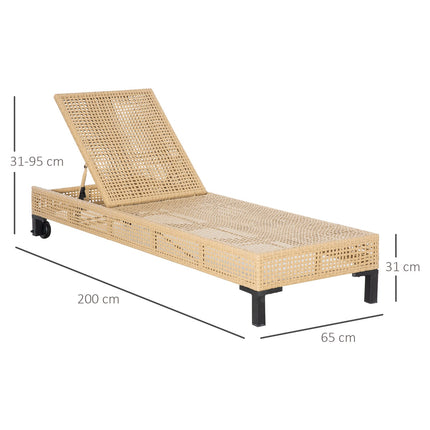 Sonnenliege aus Rattan für den Garten mit Kissen, verstellbare Stufen