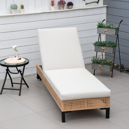 Sonnenliege aus Rattan für den Garten mit Kissen, verstellbare Stufen