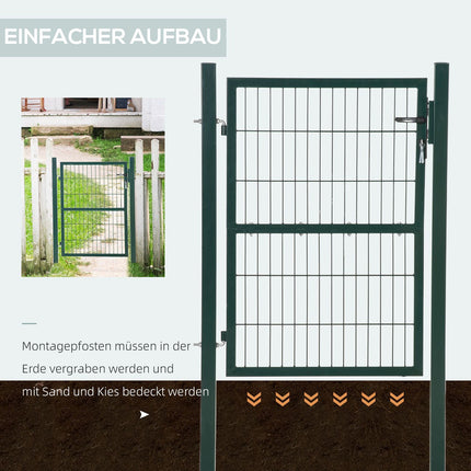 Gartentor aus Stahl mit Drückergarnitur und Schlüsseln, grün, 97x170 cm