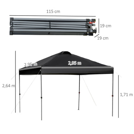 Pop-up zahradní altán, 3x3m, UV ochrana, černý